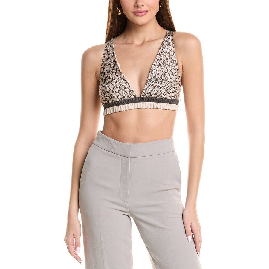 Brunello Cucinelli Women's Patterned Beige Bralette Top