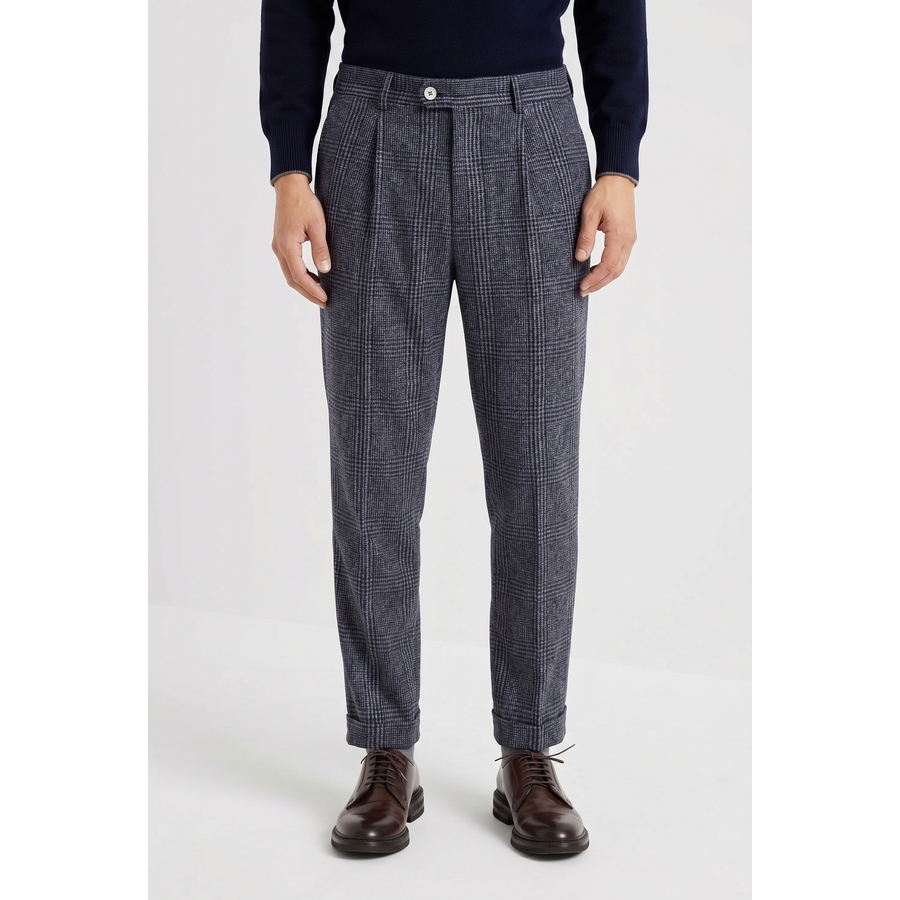 Brunello Cucinelli Navy Wool Tailored Trousers
