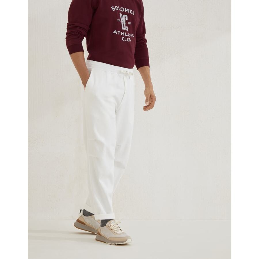 Brunello Cucinelli Men's Off White Cotton Casual Trousers