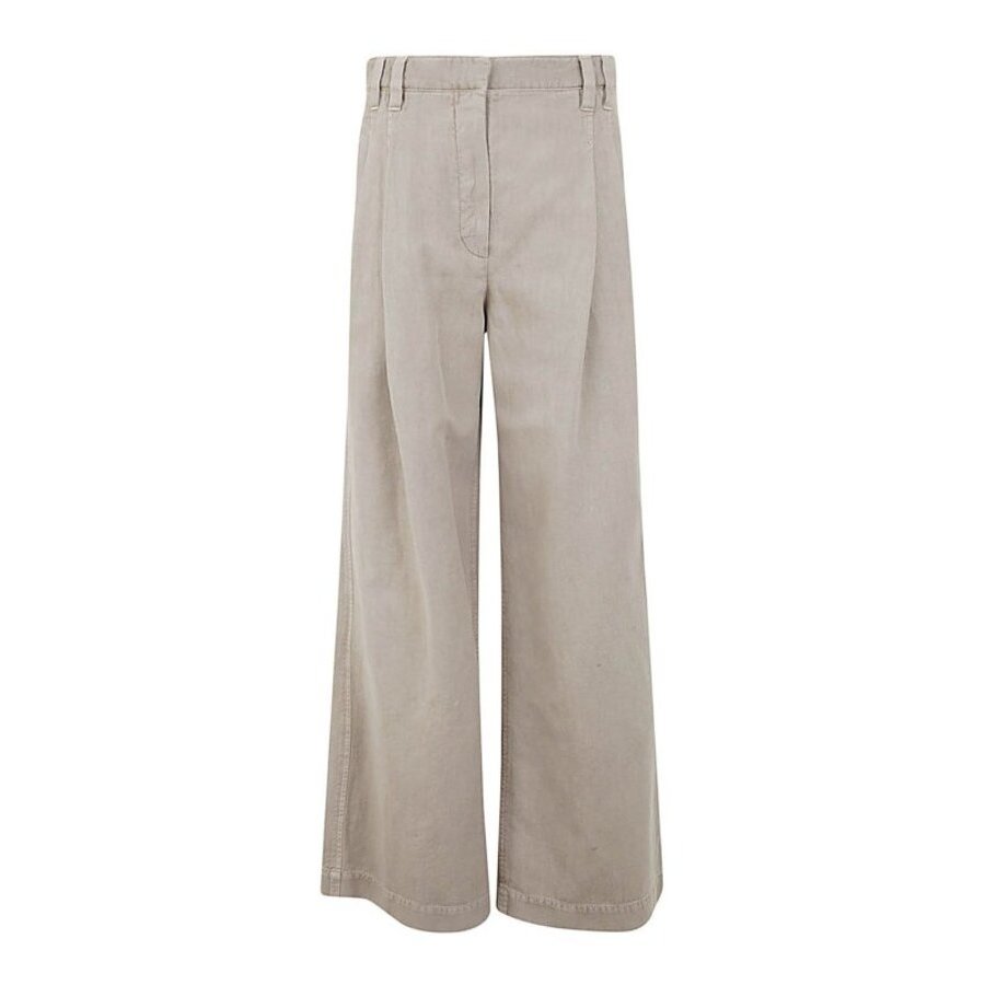 Brunello Cucinelli Wowheat Stalk Wide Leg Linen Trousers