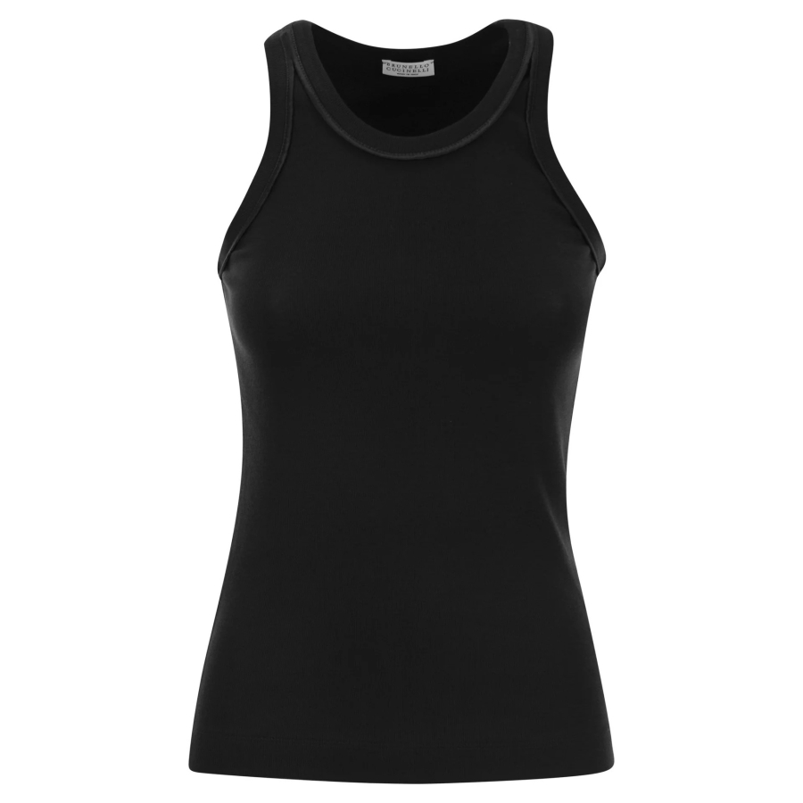 Brunello Cucinelli Black Fitted Tank Top, Size X-Large