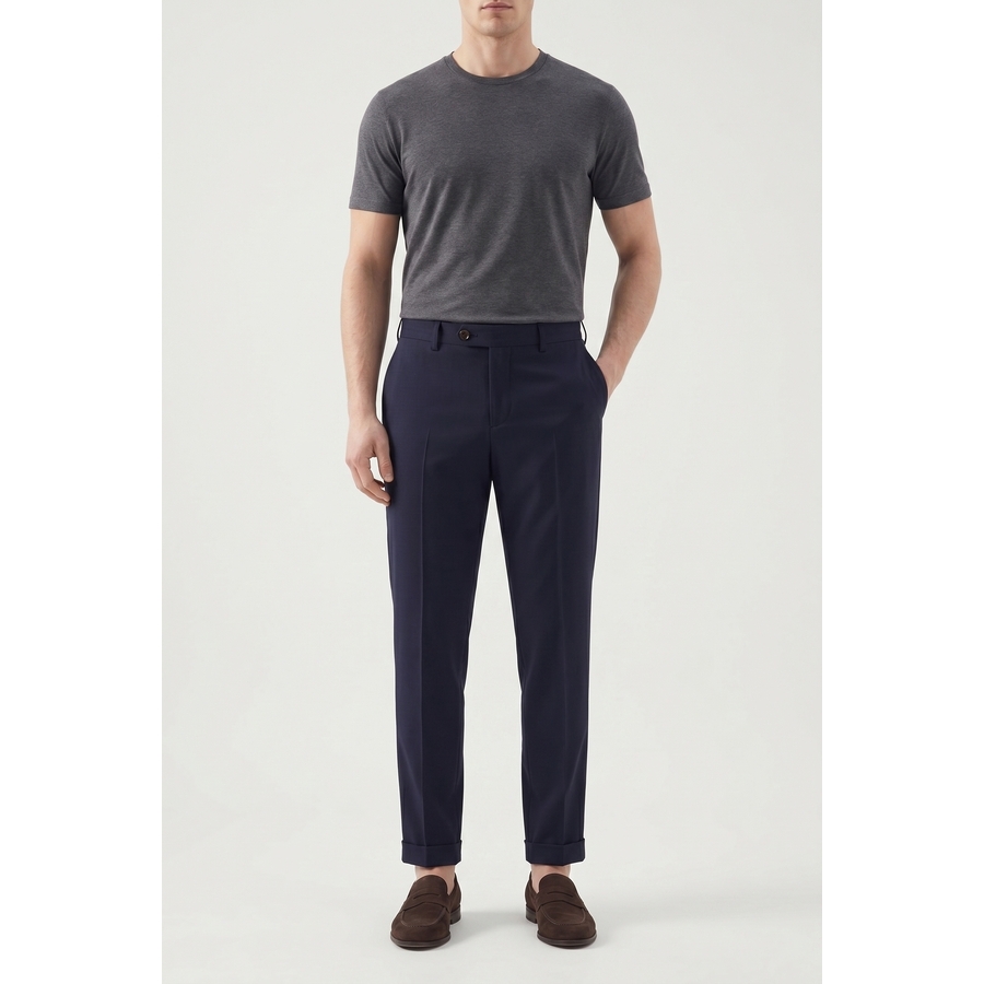 Brunello Cucinelli Wool Tailored Trousers — Navy