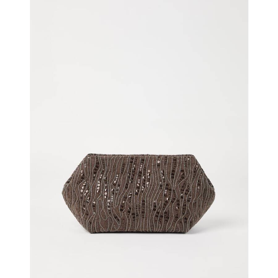Brunello Cucinelli Brown Cotton Linen Clutch