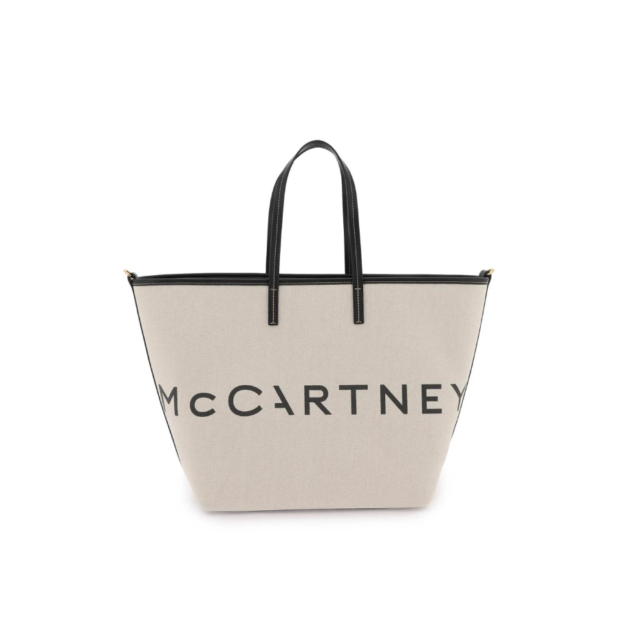 Stella Mccartney Logo Printed Cotton Tote Bag