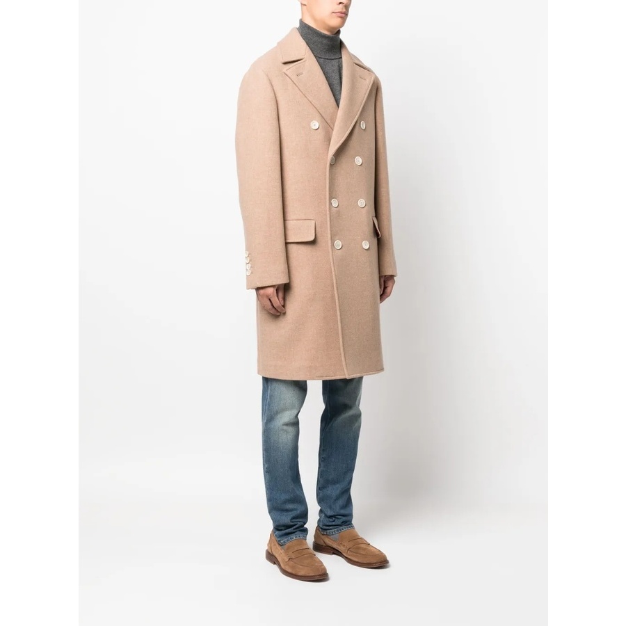 Brunello Cucinelli Men's Camel Double Breasted Wool Jacket