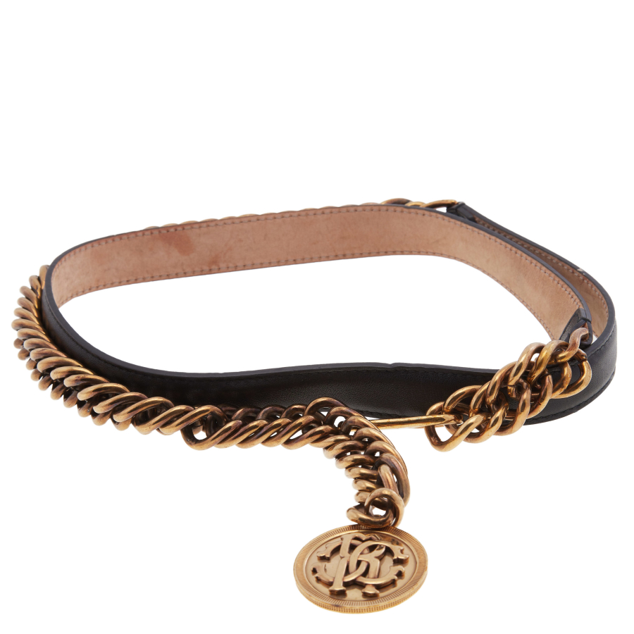 Roberto Cavalli Gold Monogram Chain Belt