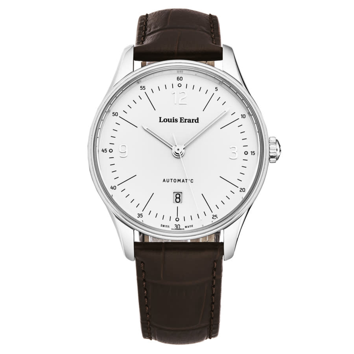 Louis Erard Men's 'Heritage' Grey/Black Dial Black Leather Strap