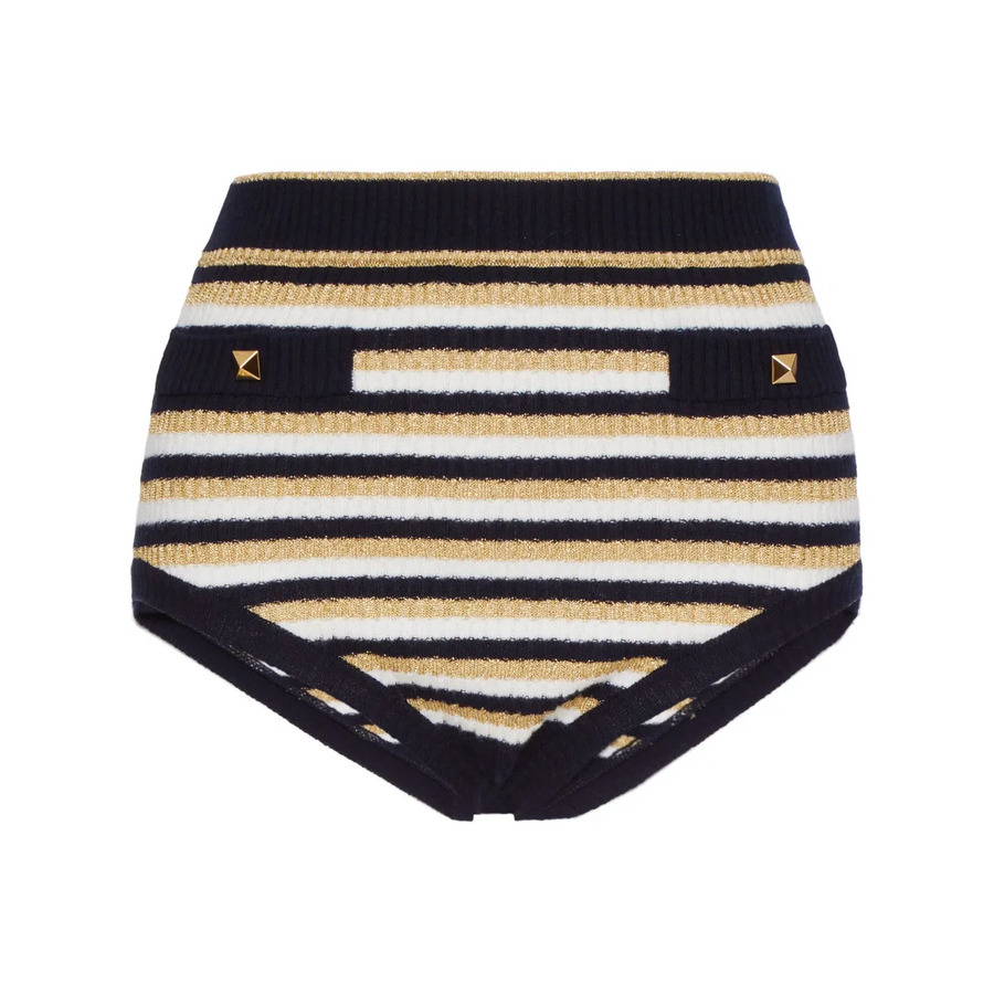 Valentino Garavani Striped Lurex Mini Shorts
