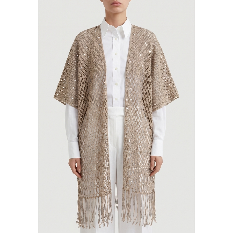 Brunello Cucinelli Wolight Brown Open Knit Sweater