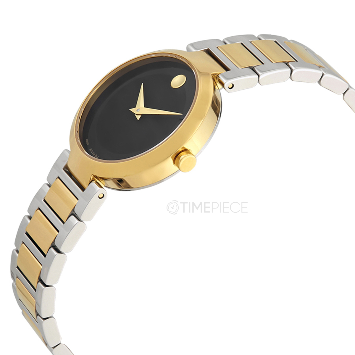 Movado Modern Classic Black Dial Two Tone Ladies Watch 0607102 