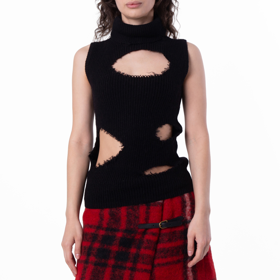 MM6 Maison Margiela Distressed Roll Neck Sweater