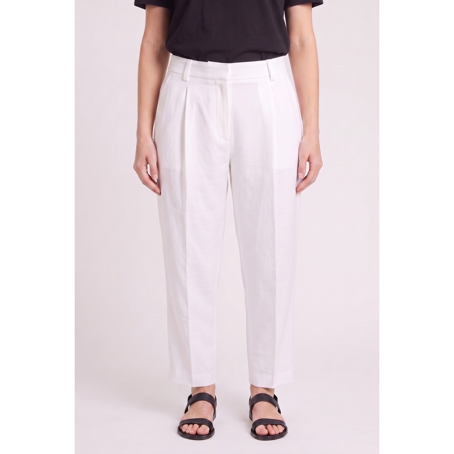 Brunello Cucinelli Women's Linen Blend Casual White Pants Nwt