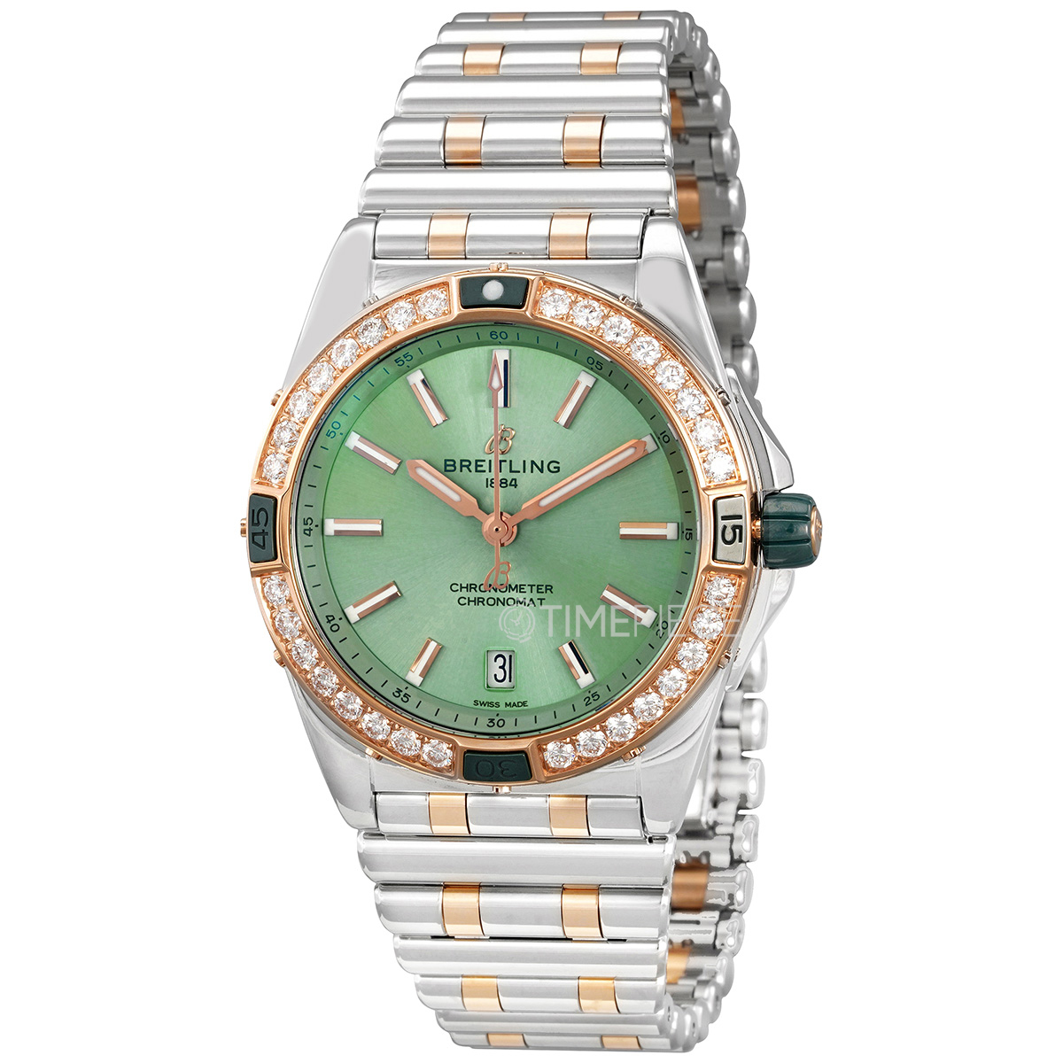 Breitling Chronomat Automatic Chronometer Diamond Green Dial Unisex