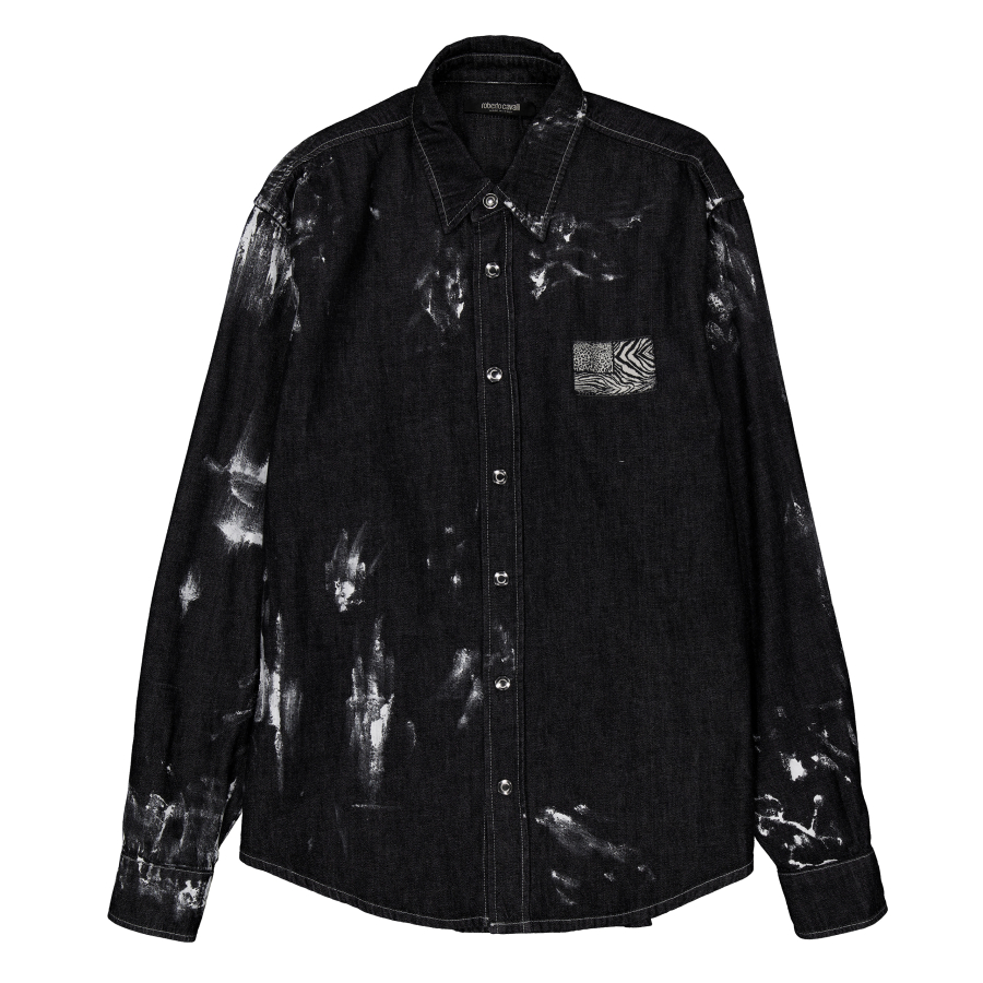Roberto Cavalli Black Denim Shirt