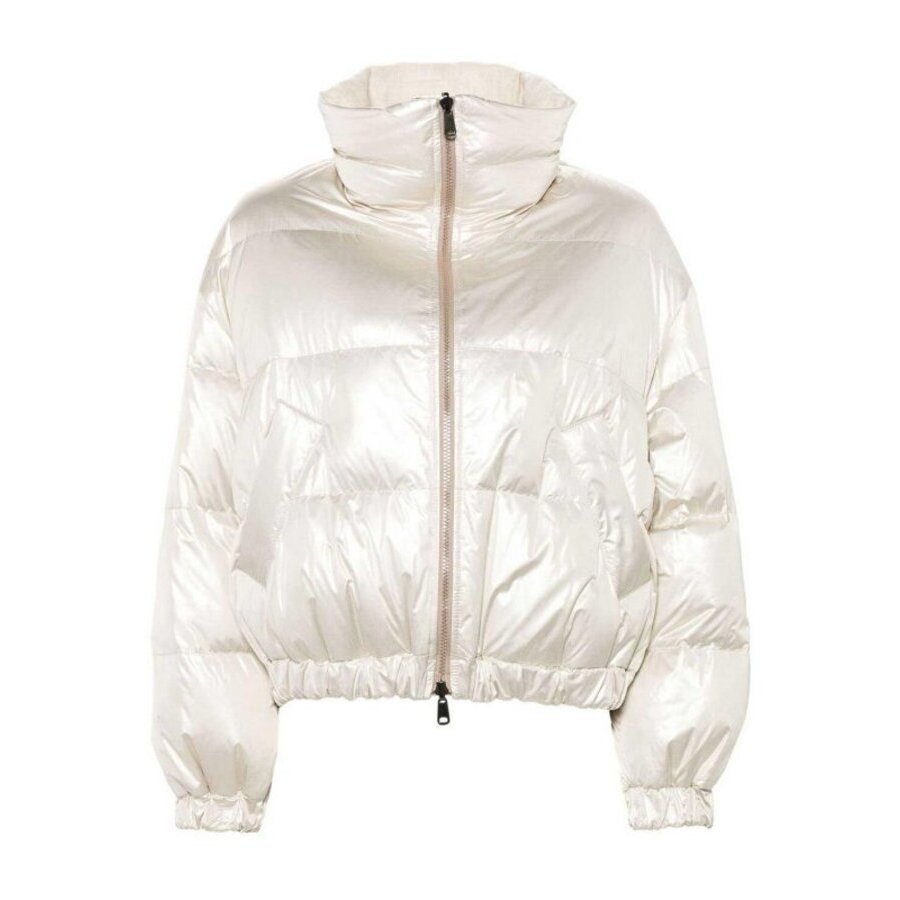 Brunello Cucinelli Women's Platinum High Collar Puffer Jacket
