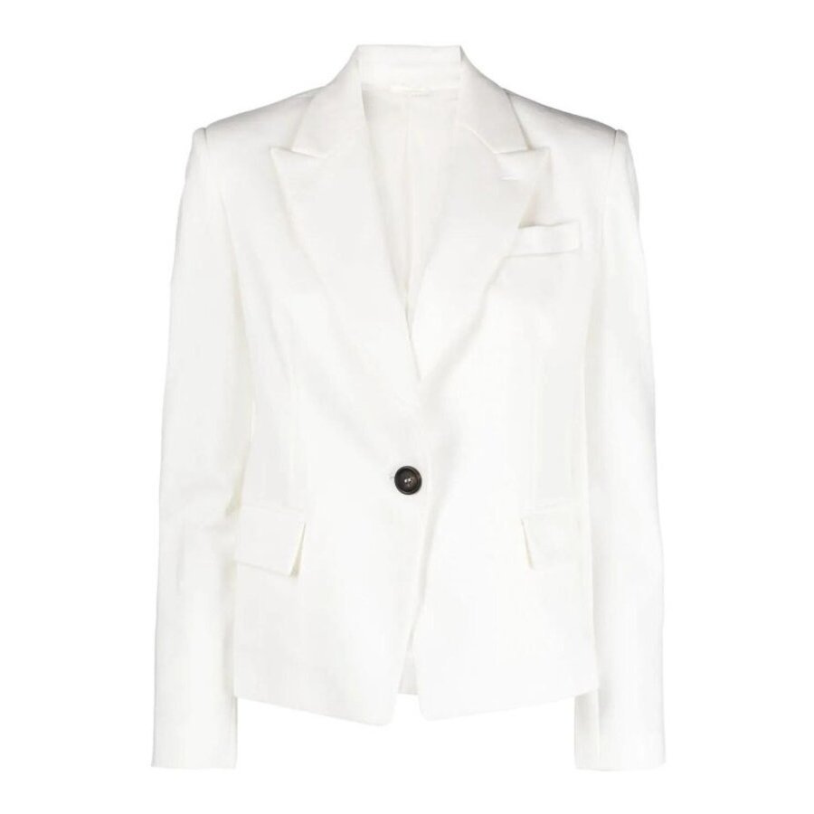 Brunello Cucinelli White Tailored Cotton Jacket, Brand Size 42 (US Size 8)
