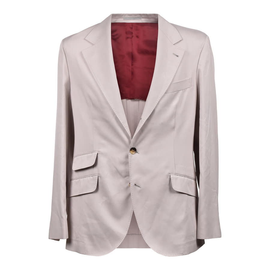 Brunello Cucinelli Beige Silk Three-Button Suit
