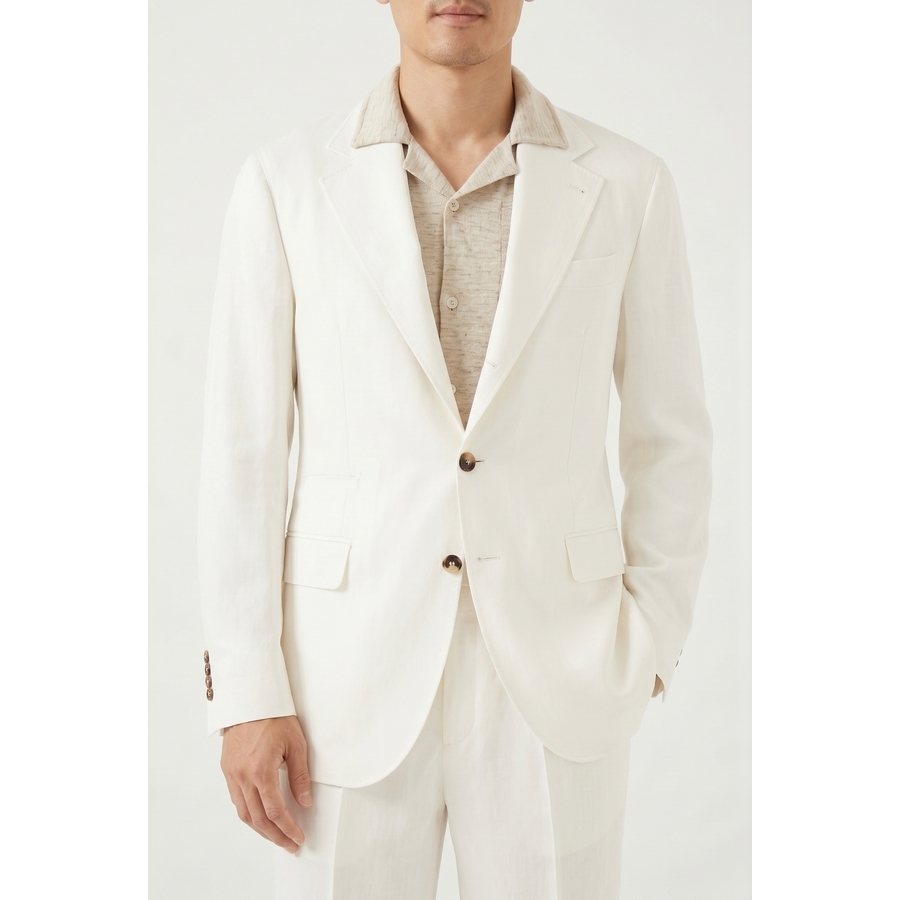 Brunello Cucinelli Off White Silk Blazer