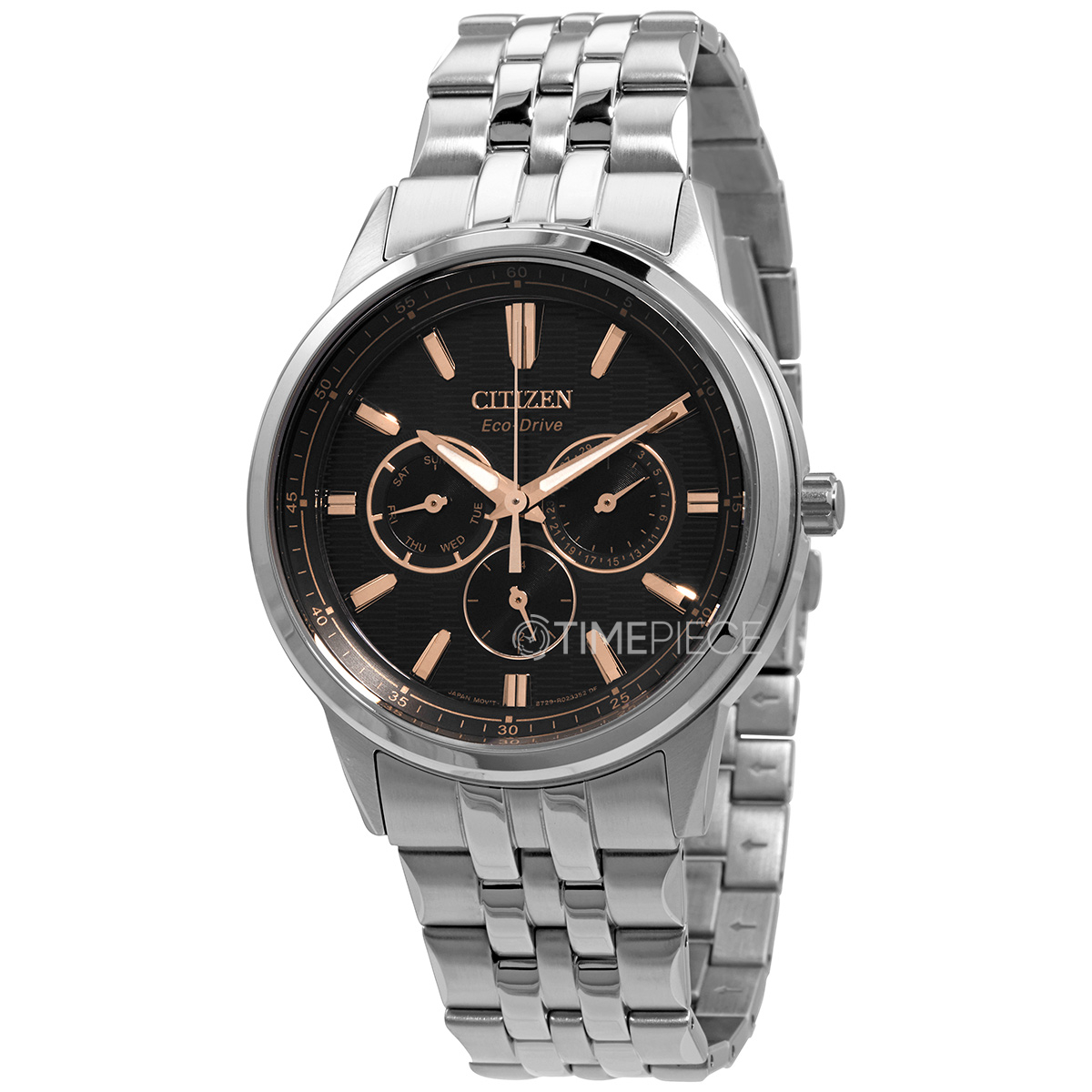 Citizen Eco-Drive Chronograph Black Dial Stainless Steel Mens Watch ...