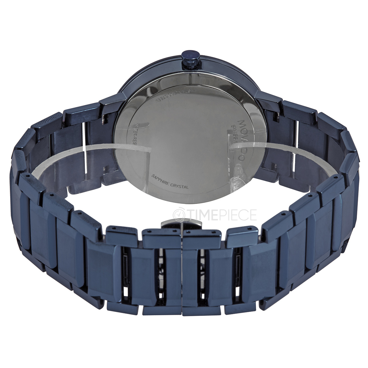 Movado Sapphire Quartz Mirror Watch Mens 0607556 Dial Blue