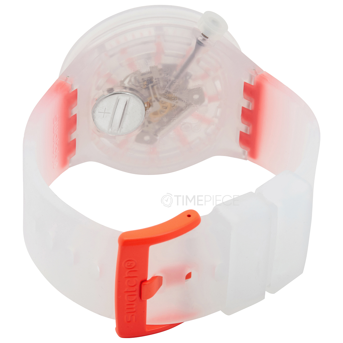 Swatch Orange-In-Jelly Quartz White Skeleton Center Watch SO27E102