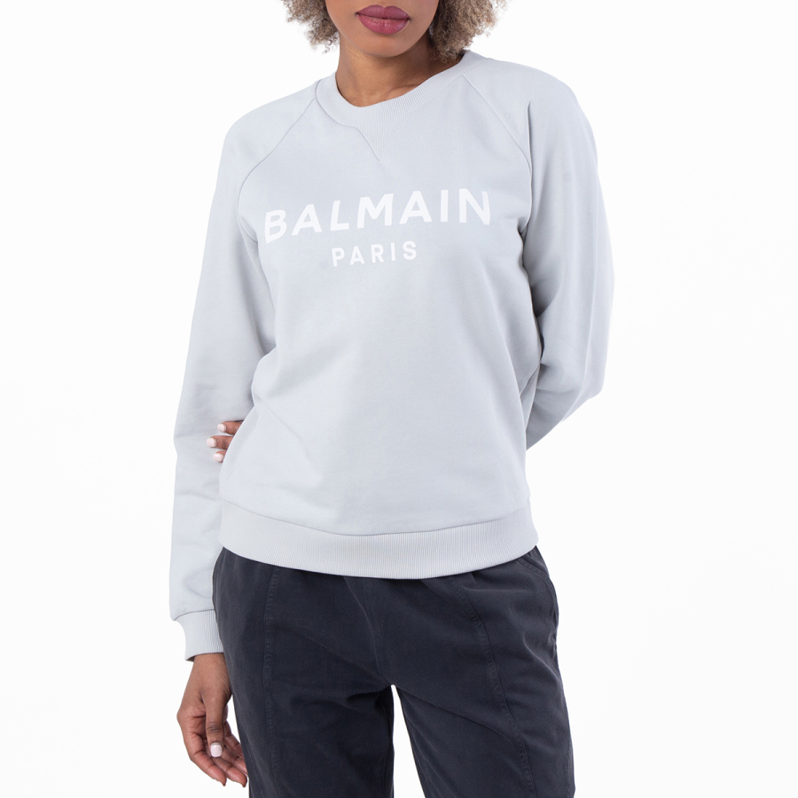 Balmain Logo Print Eco-Designed Cotton Sweatshirt, Size Small