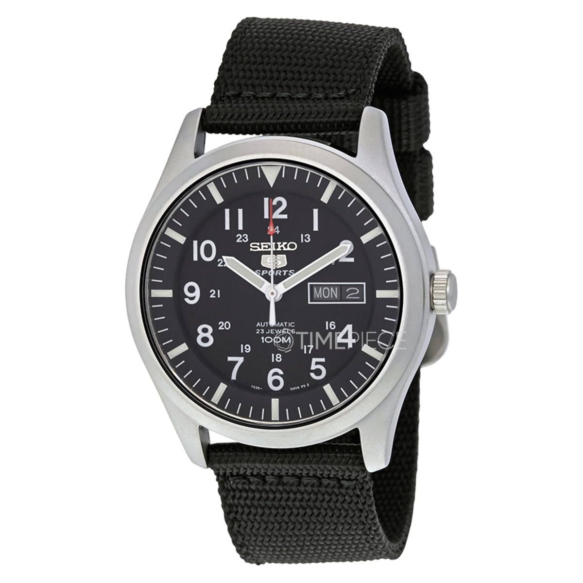 Seiko Sport Automatic Black Canvas Mens Watch SNZG15