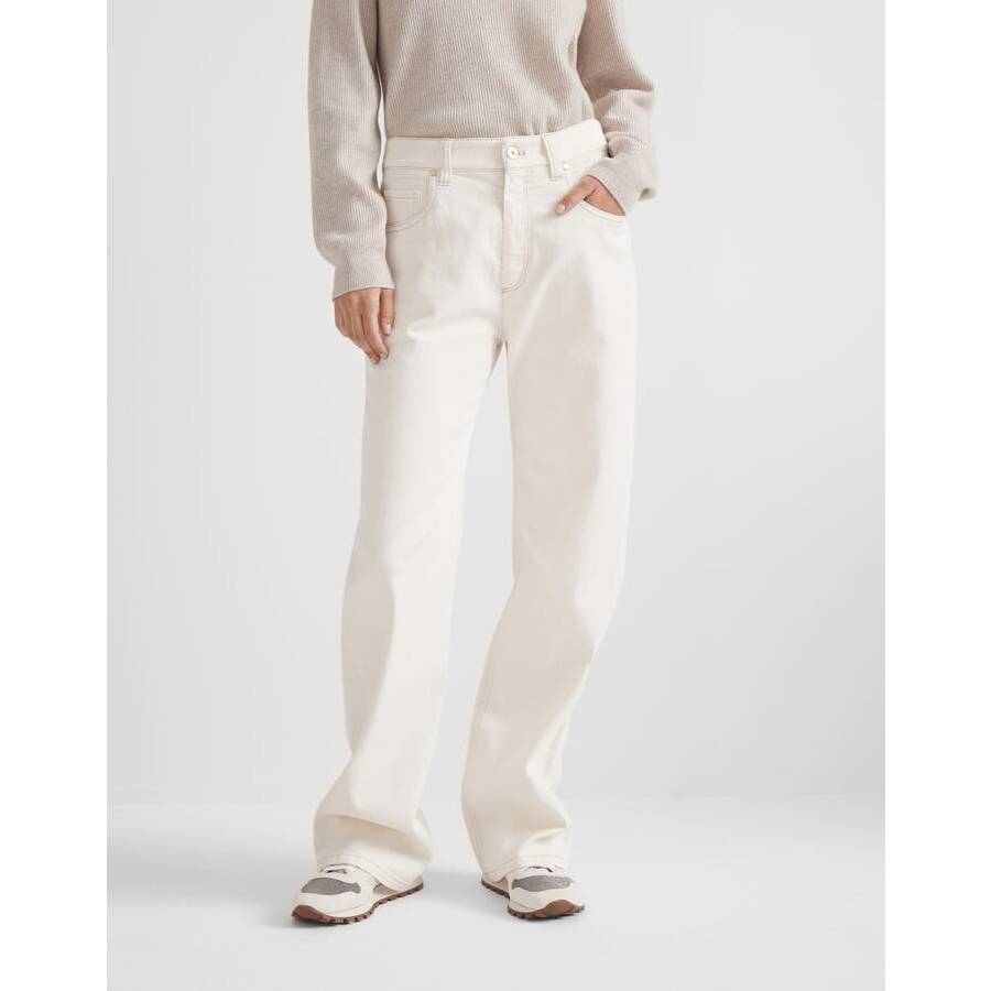 Brunello Cucinelli Wooff White Relaxed Cotton Trousers