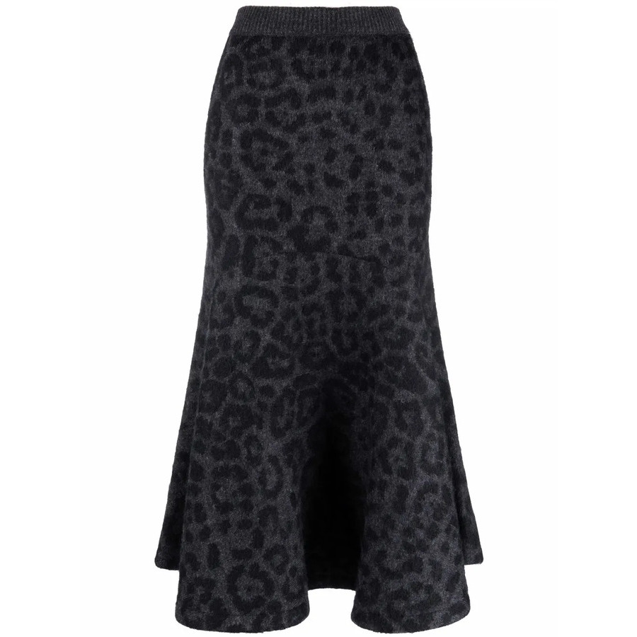 Valentino Garavani Leopard Pattern Flared Knitted Skirt