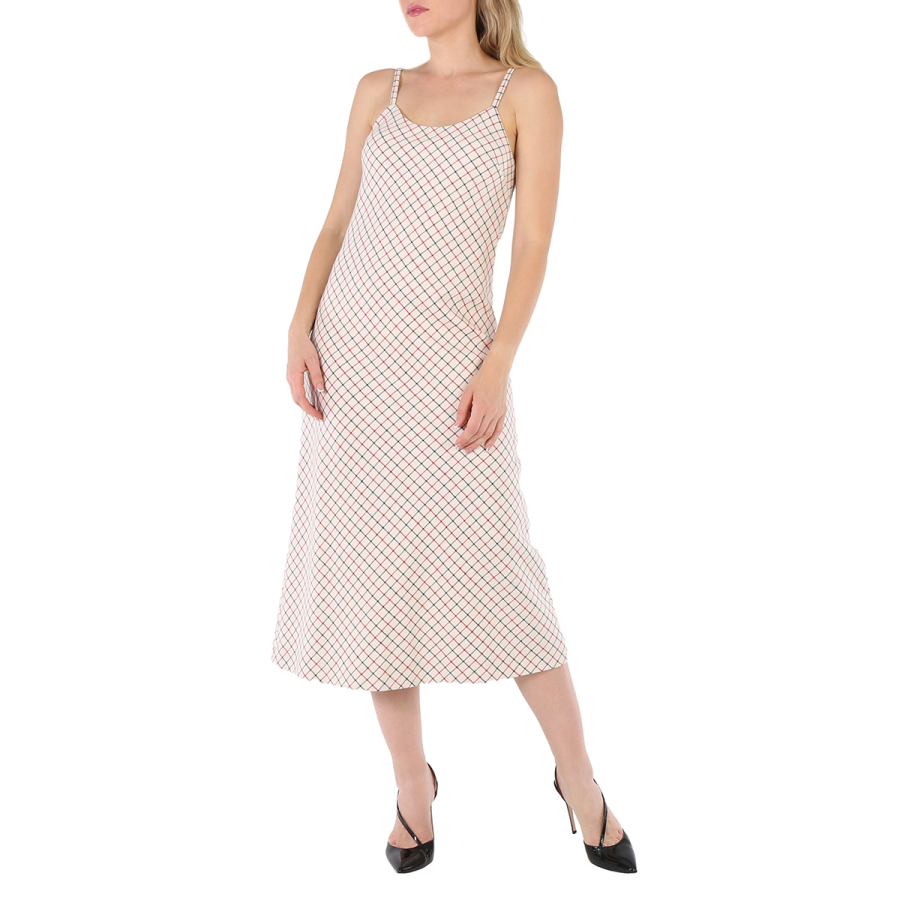 Maison Margiela Ladies Check Wool Long Dress