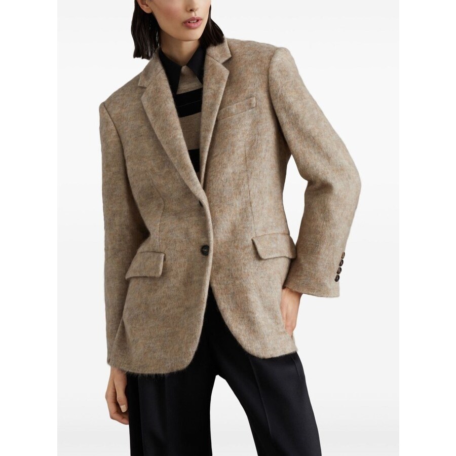 Brunello Cucinelli Women's Warm Brown Wool Blend Tailored Jacket