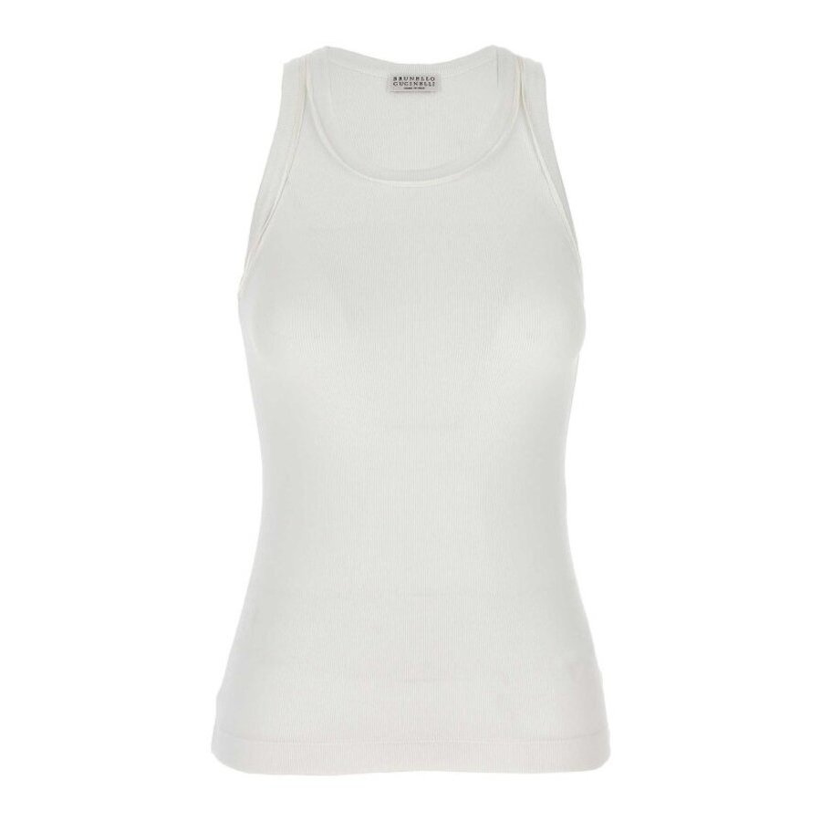 Brunello Cucinelli White Ribbed Cotton Shirt, Size XXS