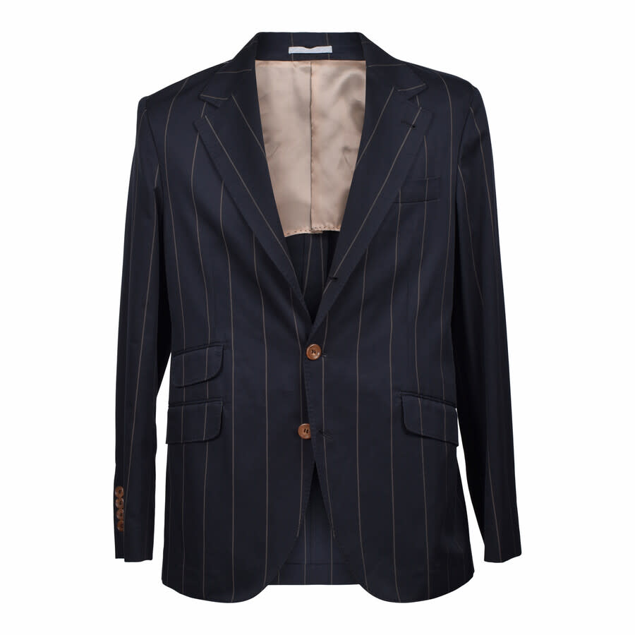 Brunello Cucinelli Wool Pinstriped Blazer — Black