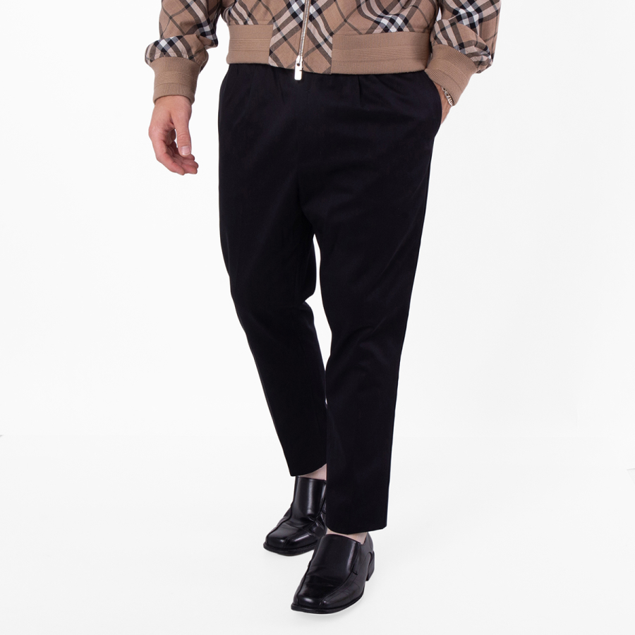 Ami Paris Mens Black Elasticated-Waist Cropped Trousers