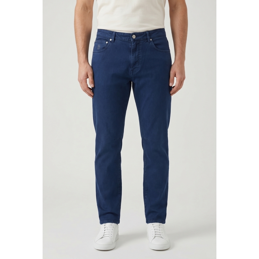 Brunello Cucinelli Straight-Leg Cotton Trousers — Blue