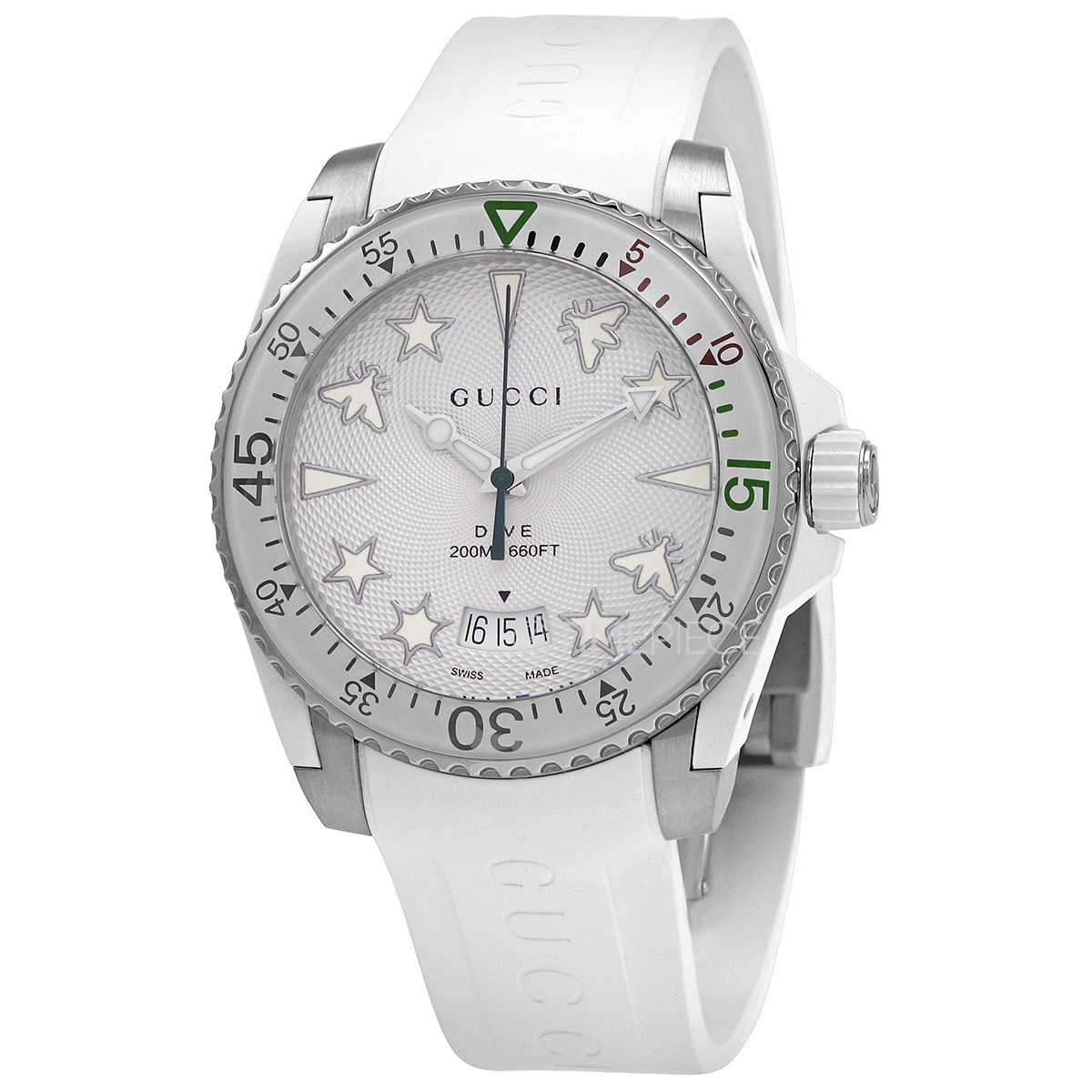 Gucci Dive Watch Quartz White Dial Mens Watch YA136337