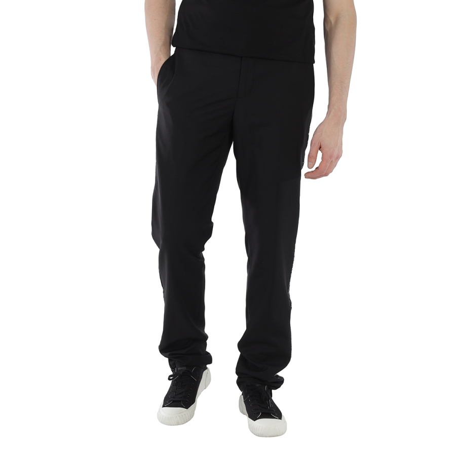 Roberto Cavalli Mens Black Bead Embroidered Tuxedo Trousers