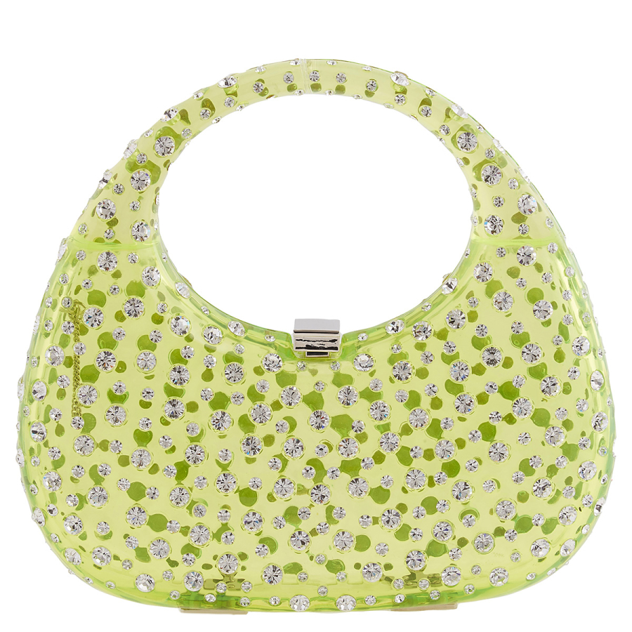 L'alingi Ladies Neon Yellow Meleni Crystal Resin Bag