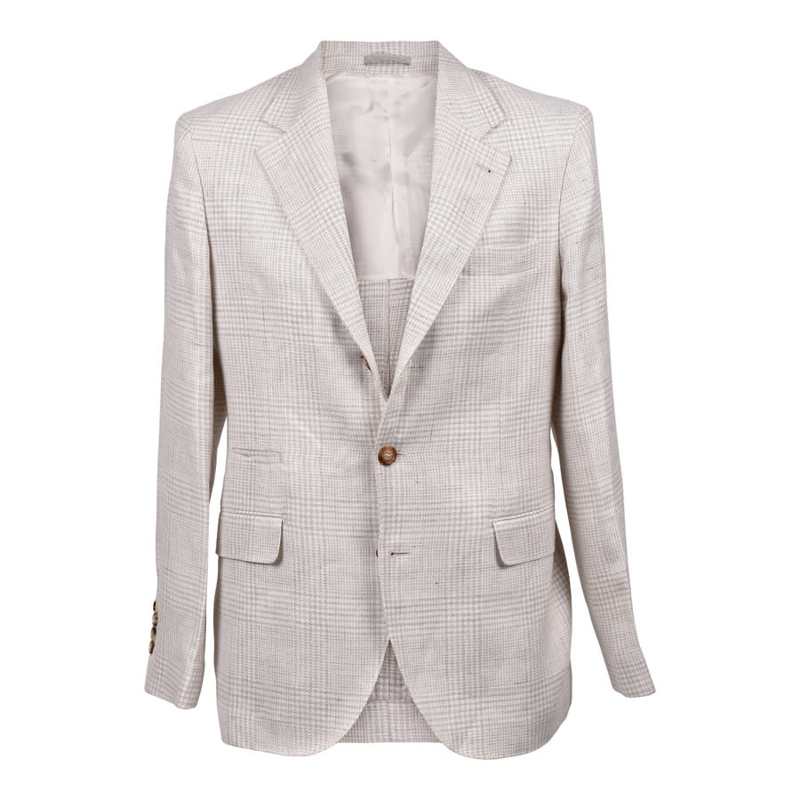 Brunello Cucinelli Light Plaid Linen Wool Suit