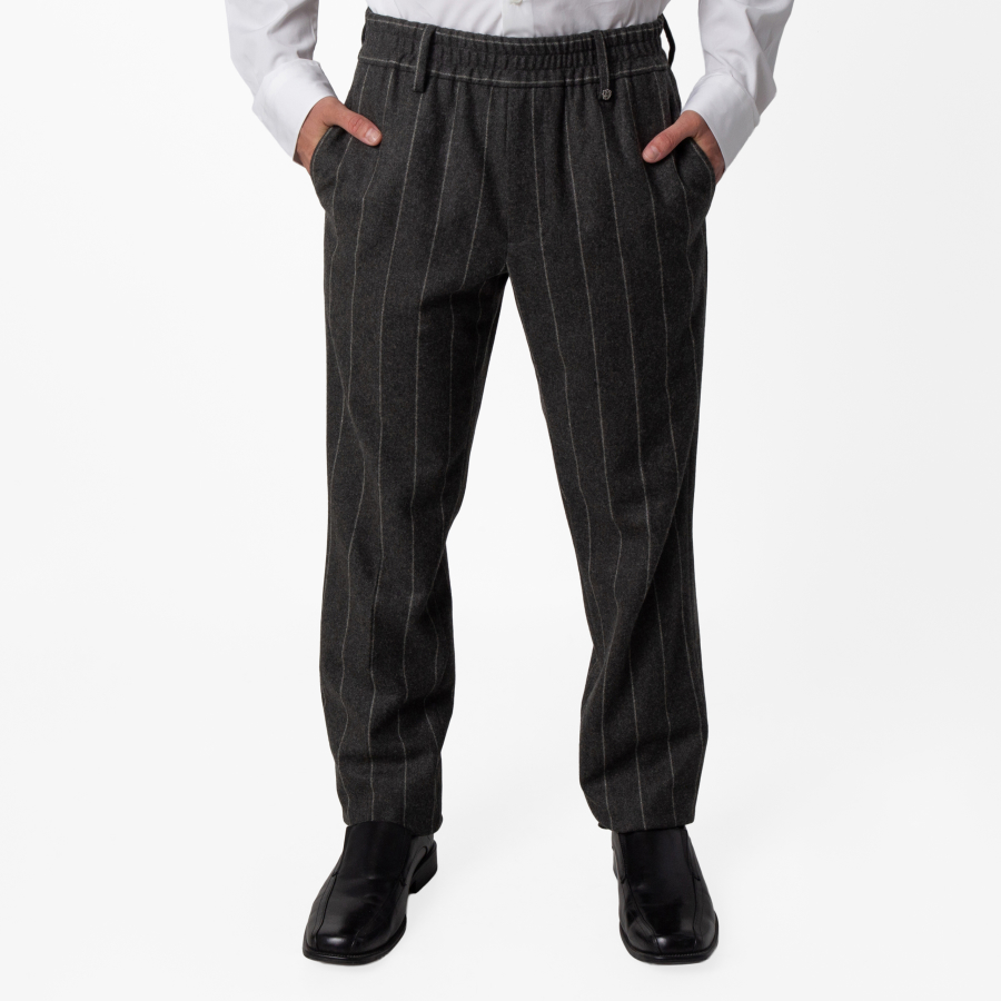 Burberry Mens Pinstriped Wool Tailored Trousers