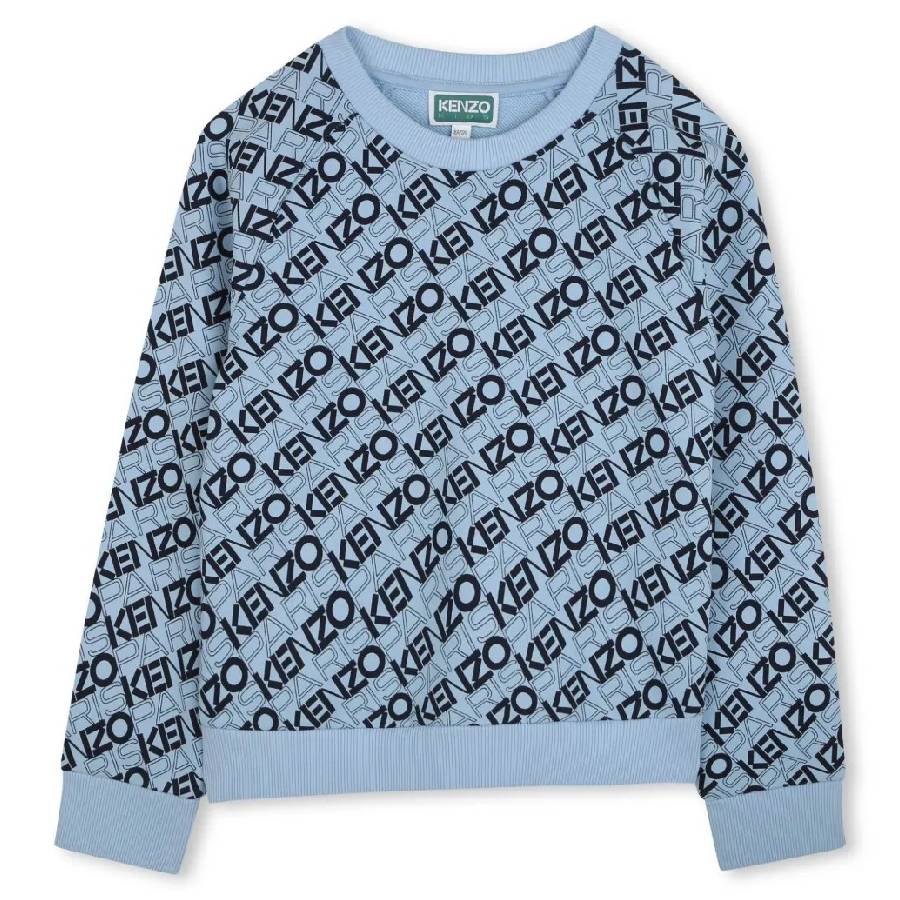 Kenzo Boys All-Over Logo Organic Cotton Sweatshirt