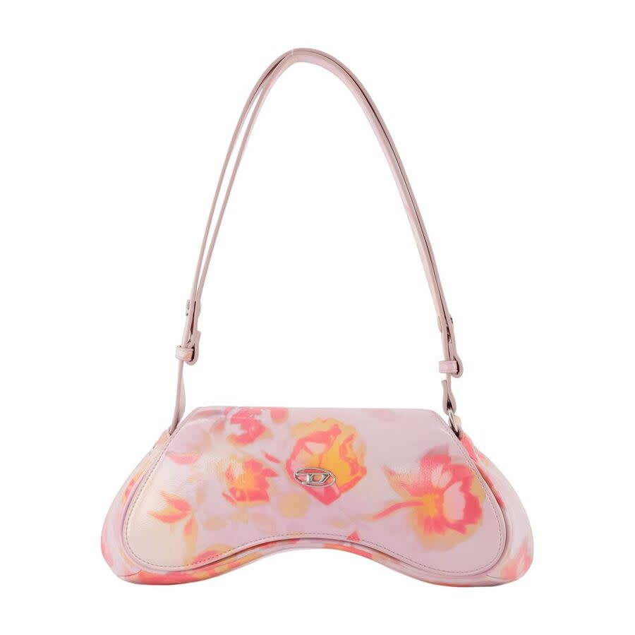 Diesel Floral-Print Faux Leather Shoulder Bag  Pink