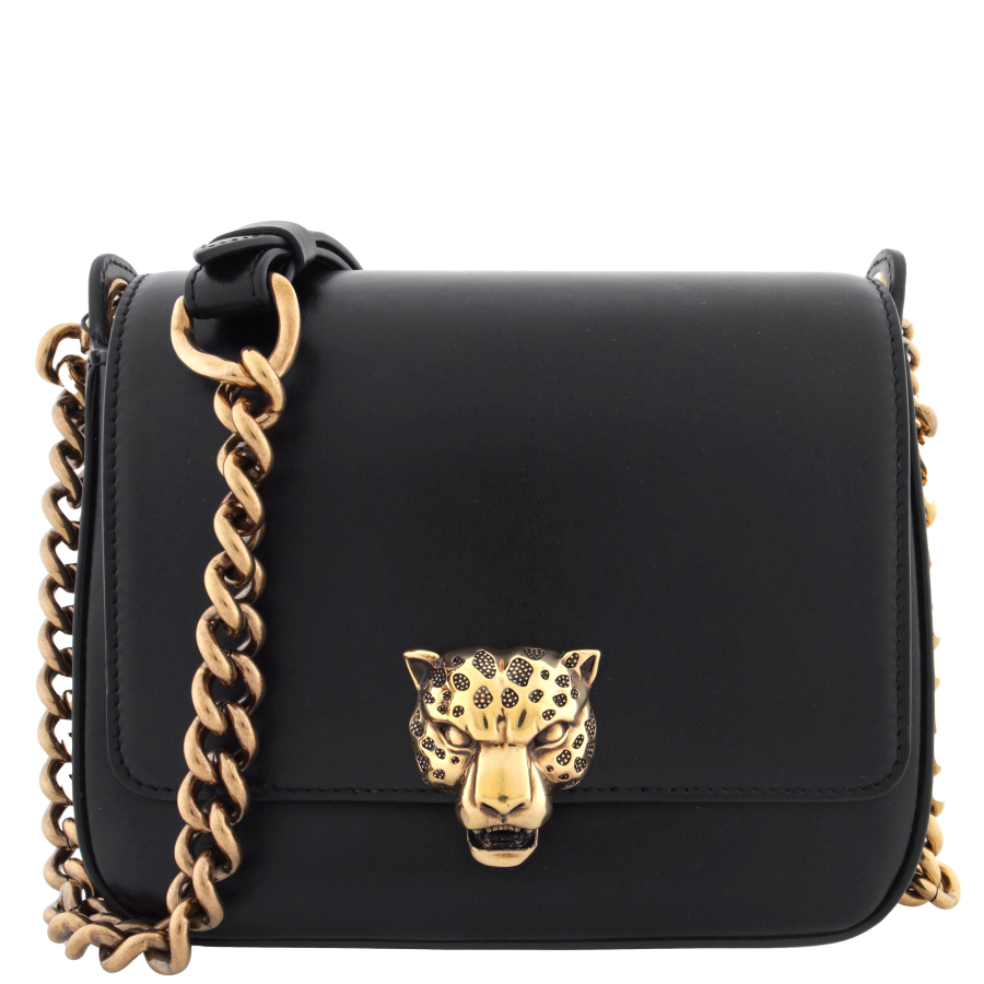 Roberto Cavalli Panther Head Leather Chain Wallet