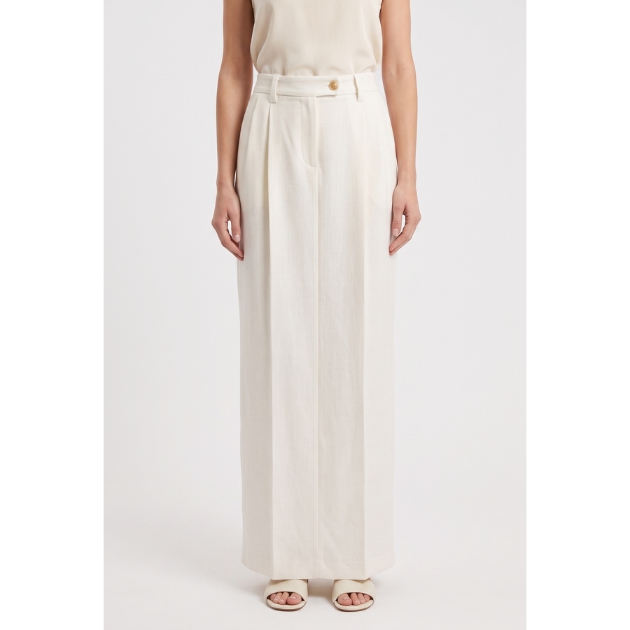 Brunello Cucinelli Women's 100%Wv White Maxi Pleated Pencil Skirt Nwt