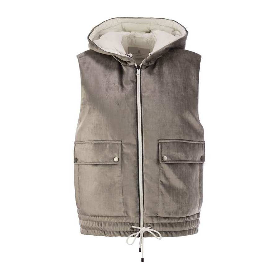 Brunello Cucinelli Women's Steel Cotton Blend Hooded Jacket
