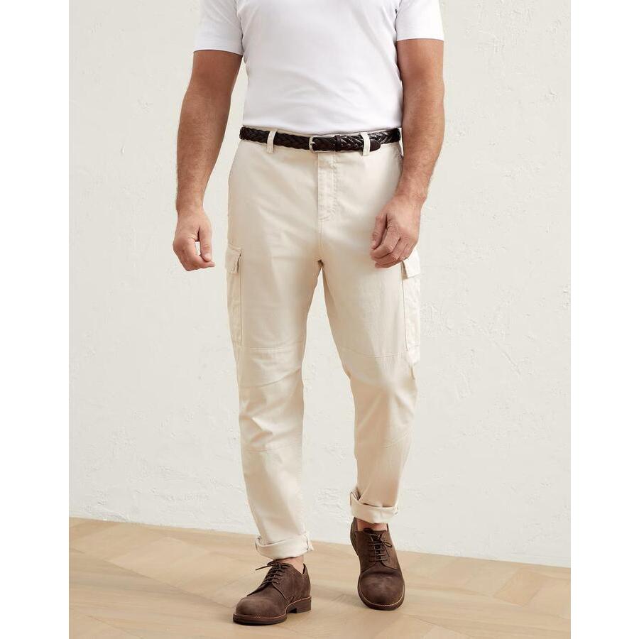 Brunello Cucinelli Men'S Off White Relaxed Cargo Trousers