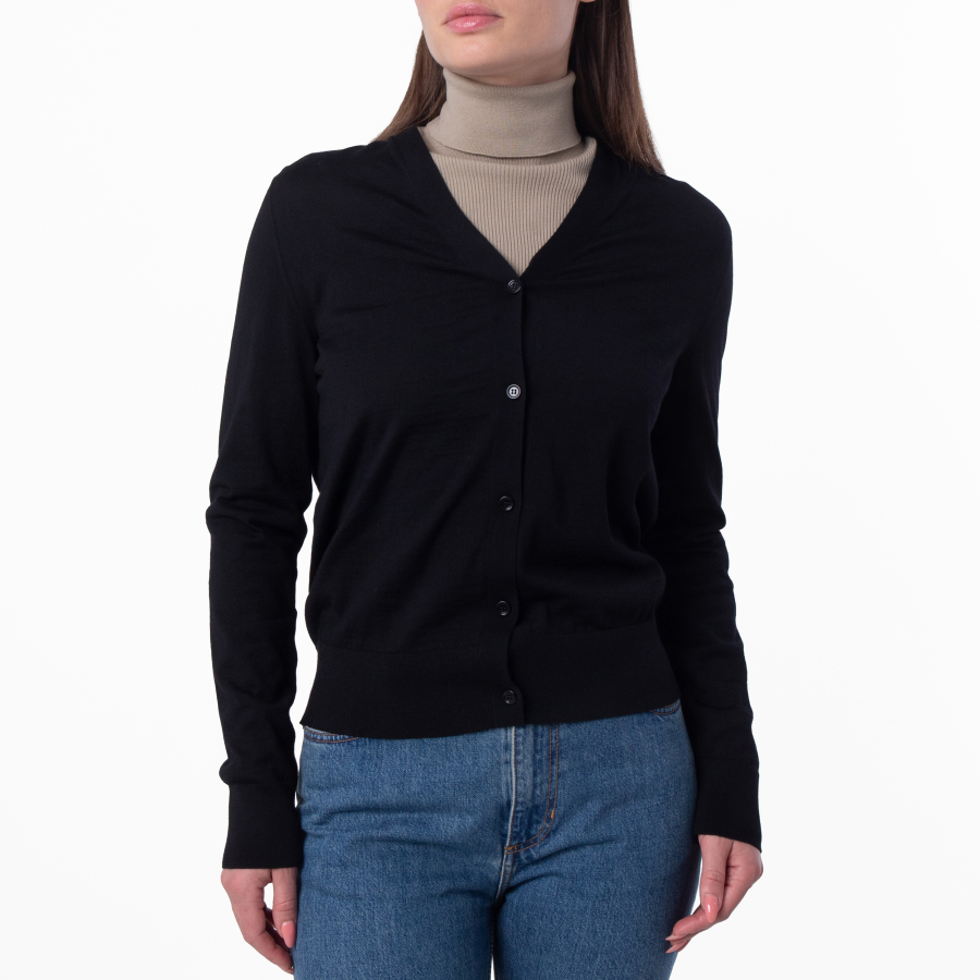 Burberry V-Neck Wool Knit Cardigan