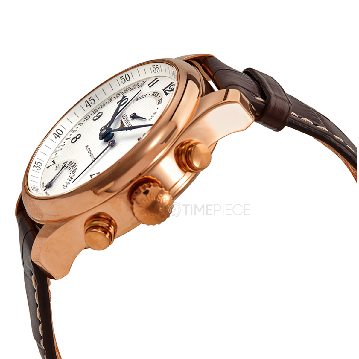 Longines Master 18kt Rose Gold Automatic Guilloche Silver Dial Men's Watch  - L2.715.8.78.3