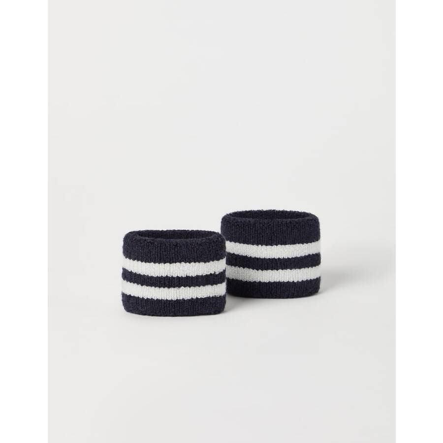 Brunello Cucinelli Striped Knit Wristband — Navy