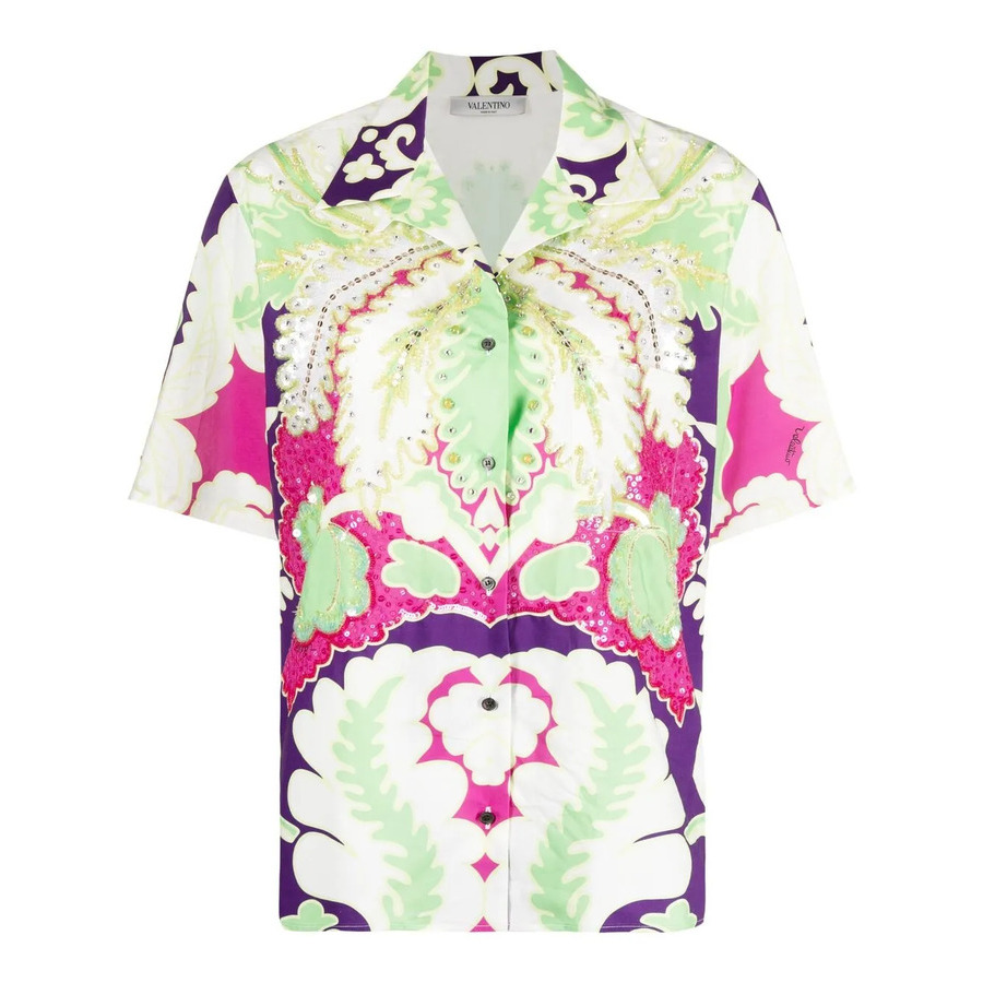 Valentino Garavani Embellished Floral-Print Shirt